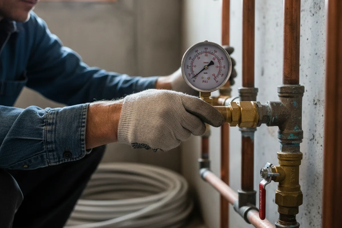 Pressure testing a repaired line during Water Line Repair in Stoneham